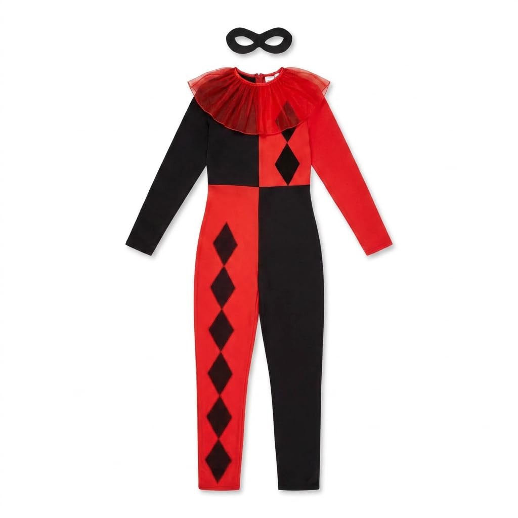 Fun Shack Jester Costume for Women, Harlequin Halloween Costume, Ladies Jester Outfit, Halloween Costumes Adult Women, Medium