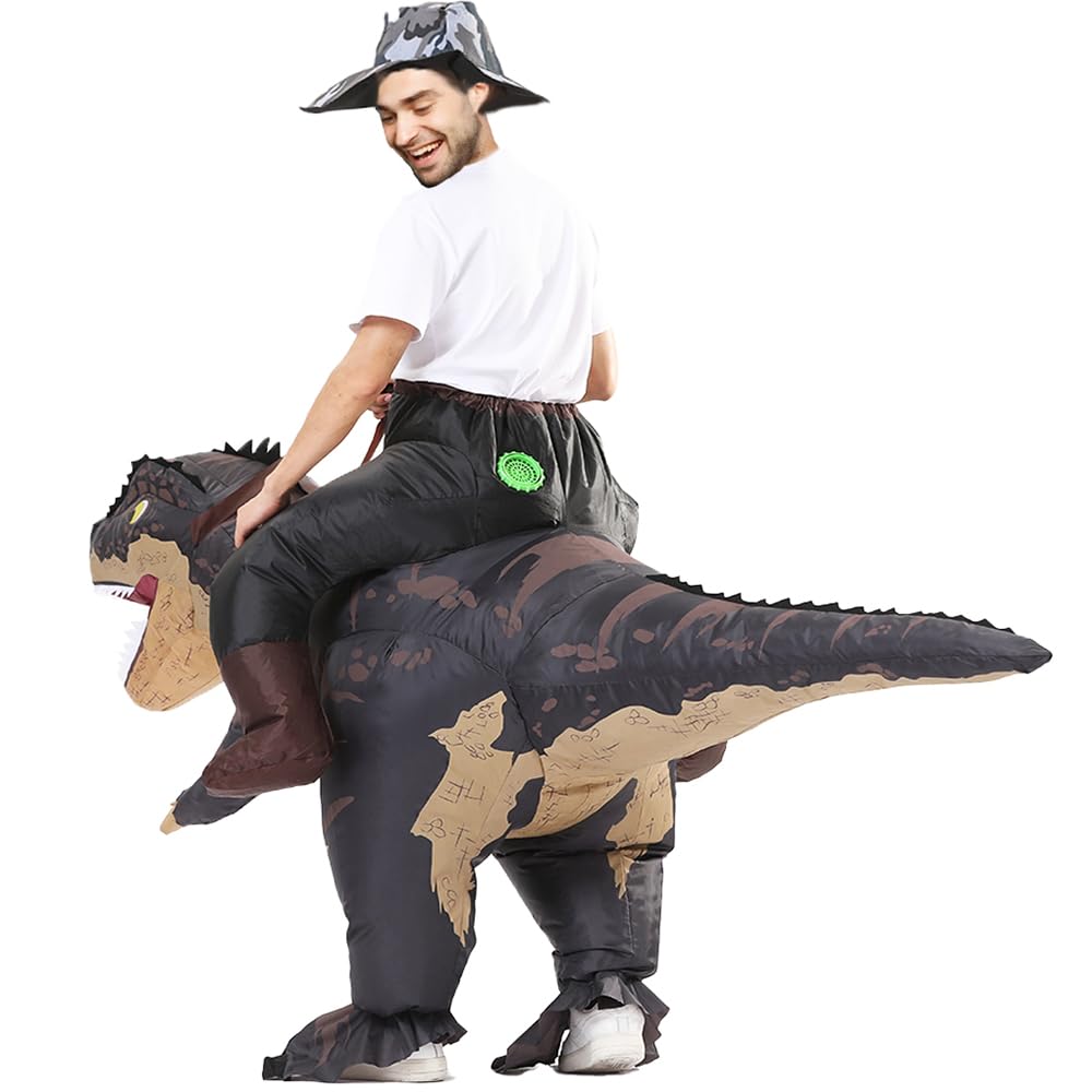 Rafalacy Inflatable Dinosaur Costumes Adult Size T-REX Ride on Halloween Costume Funny Dino Blow up Costume (Black)