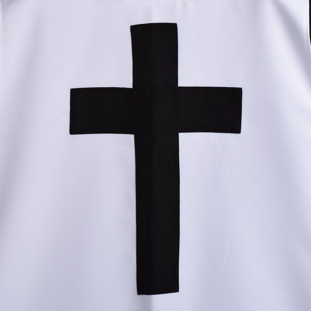 BLESSUME Medieval Knight Tunic Costume Crusader Templar Carnival LARP Cospaly (White 2)