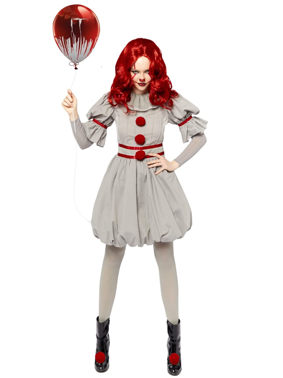 amscan 9914701 Adults Womens Officially Licensed Warner Bros Pennywise IT Clown Fancy Dress Costume UK Dress Size 18-20