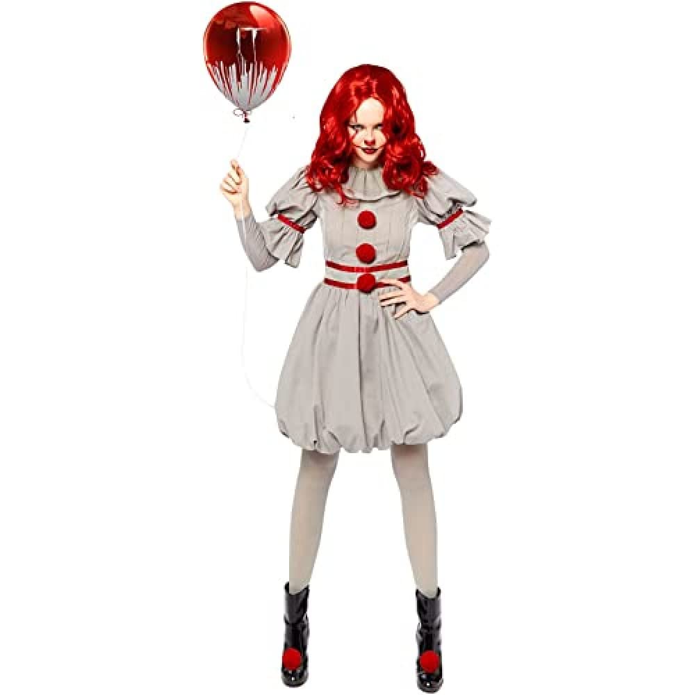 amscan 9912532 Ladies Pennywise The Clown Adults Fancy Dress IT Costume Circus Halloween Horror (UK Dress 10-12)