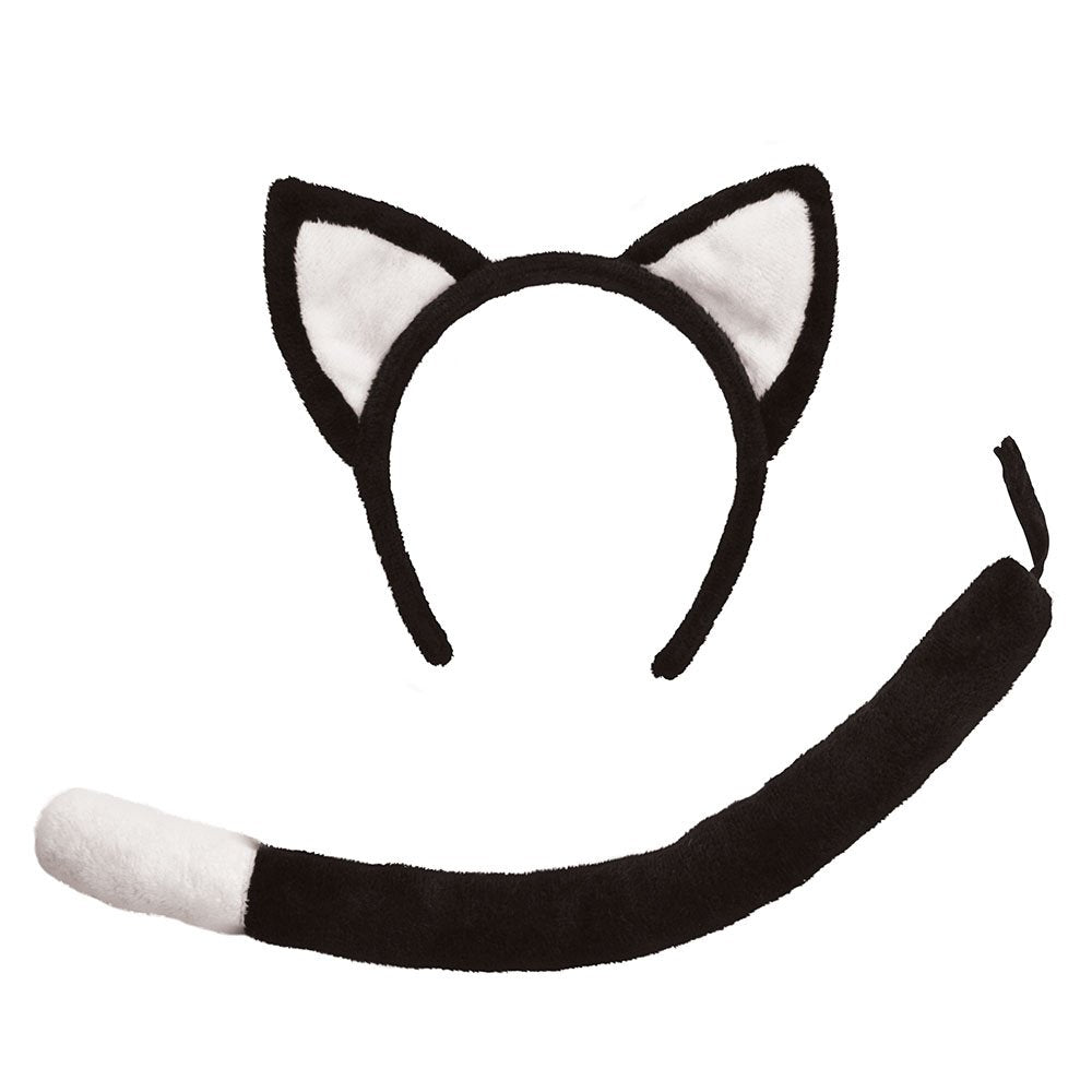 Ds156 Cat Set Ears and Tail - Unisex-Child - Black - One