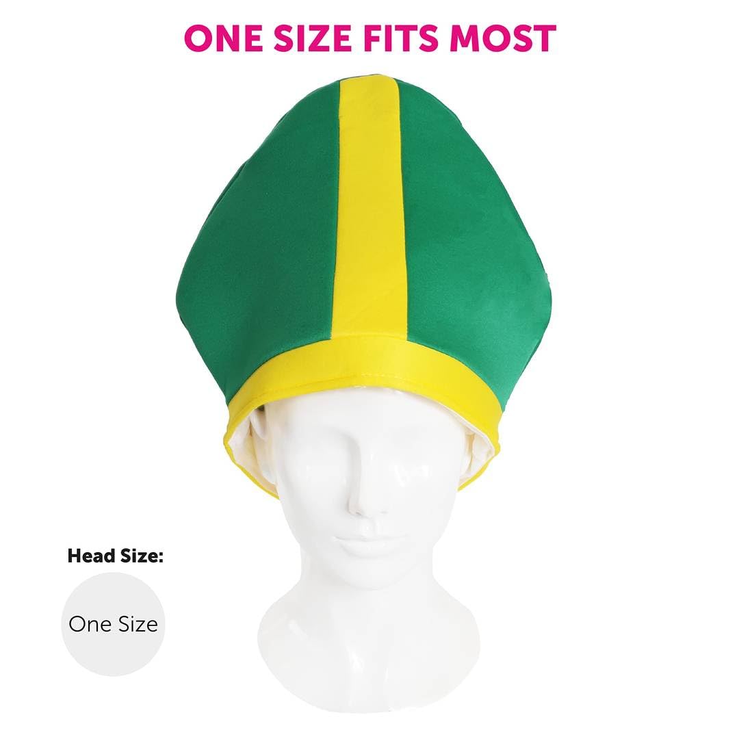 Adults Irish Priest Costume - X-Large - Green Robe with Yellow Stole Scarf and Green & Yellow Priest Hat - Adults Ireland St. Patricks Day Catholic Fancy Dress Costume