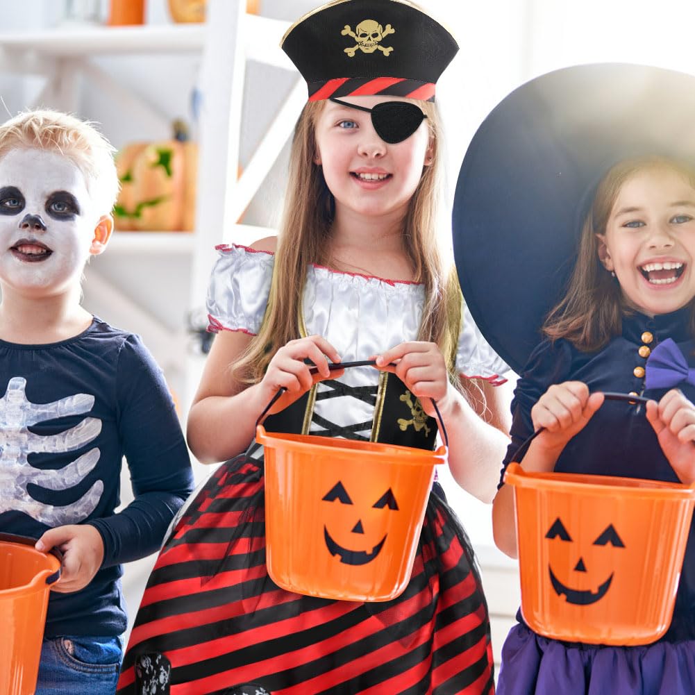 Aomig Girls Pirate 3 Pcs Role Play Dress Up Set with Hat & Eye Patch, Pirate Outfit for Birthday Party & Halloween