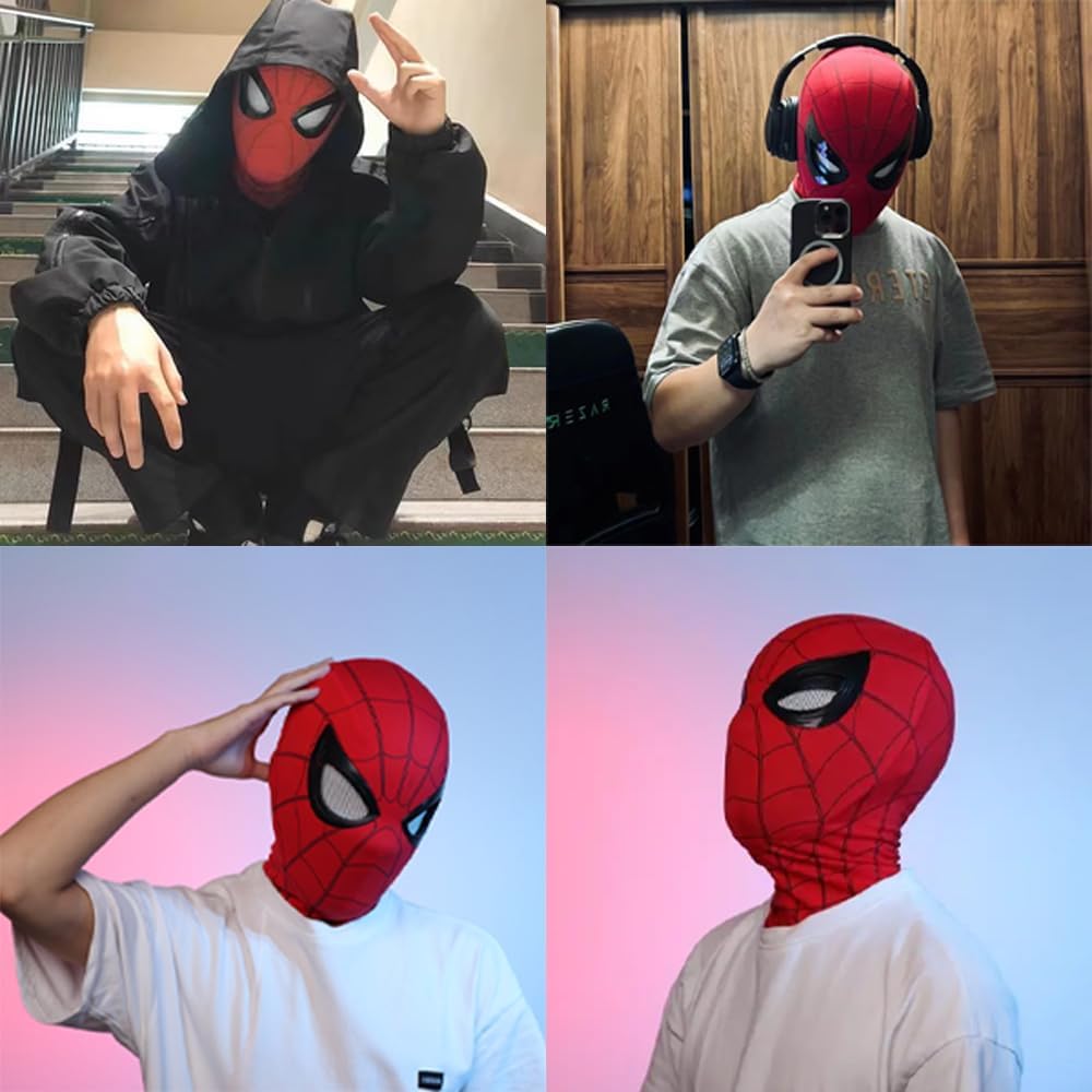 VEXA Spider Hero Mechanical Eyes Homecoming Mask - Super Hero Full Mask Moving Lenses Cosplay Wearable Prop