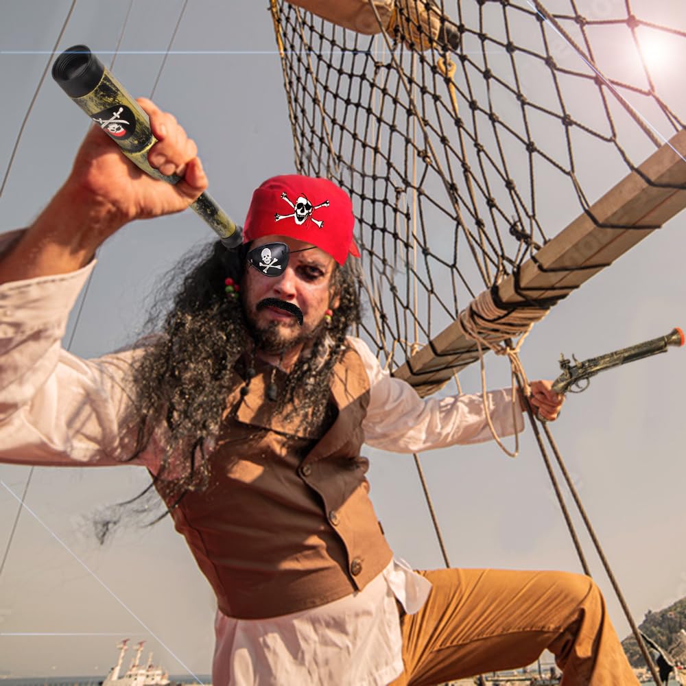 Pirate Costume Set for Adult Men - Accessories Include Wig (image 7)
