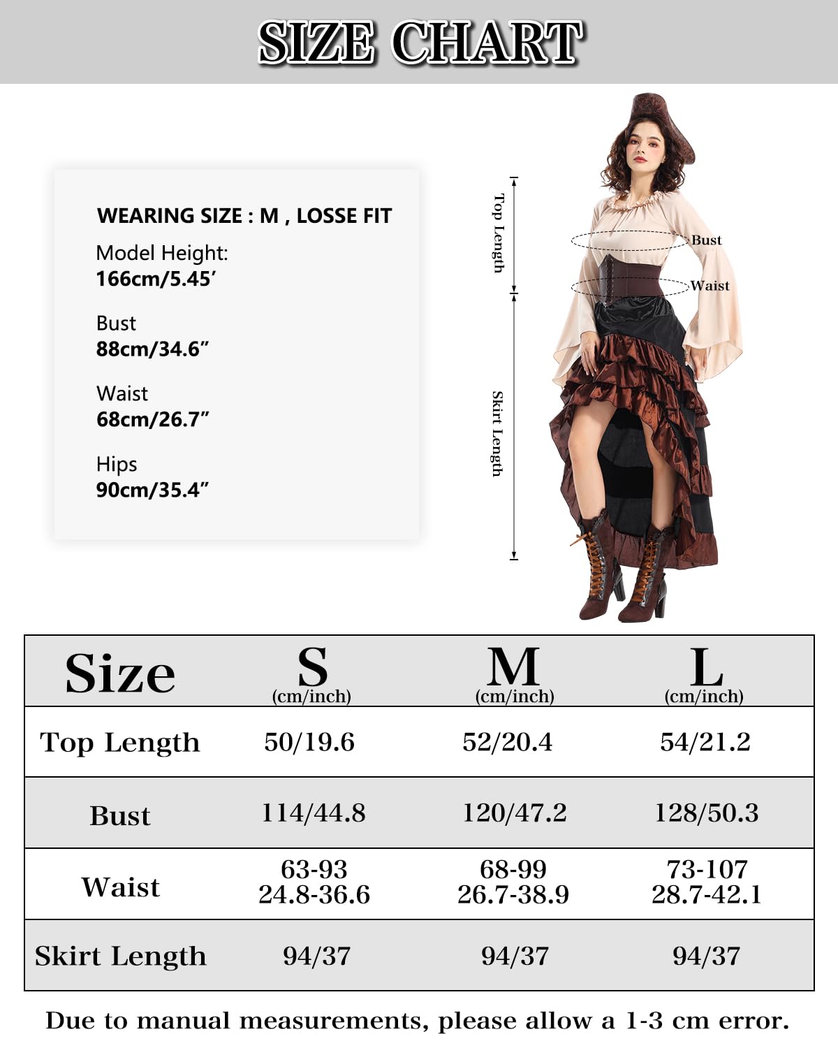 Pirate Costume Adult Women Medieval Pirate Fancy Dress Retro