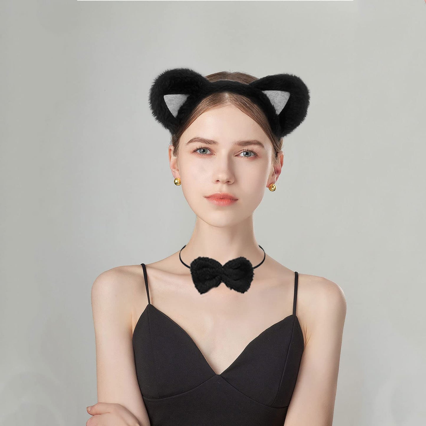 Cat Costume Set Included Cat Ears Headband Bowtie Tail Cat Paw (image 7)