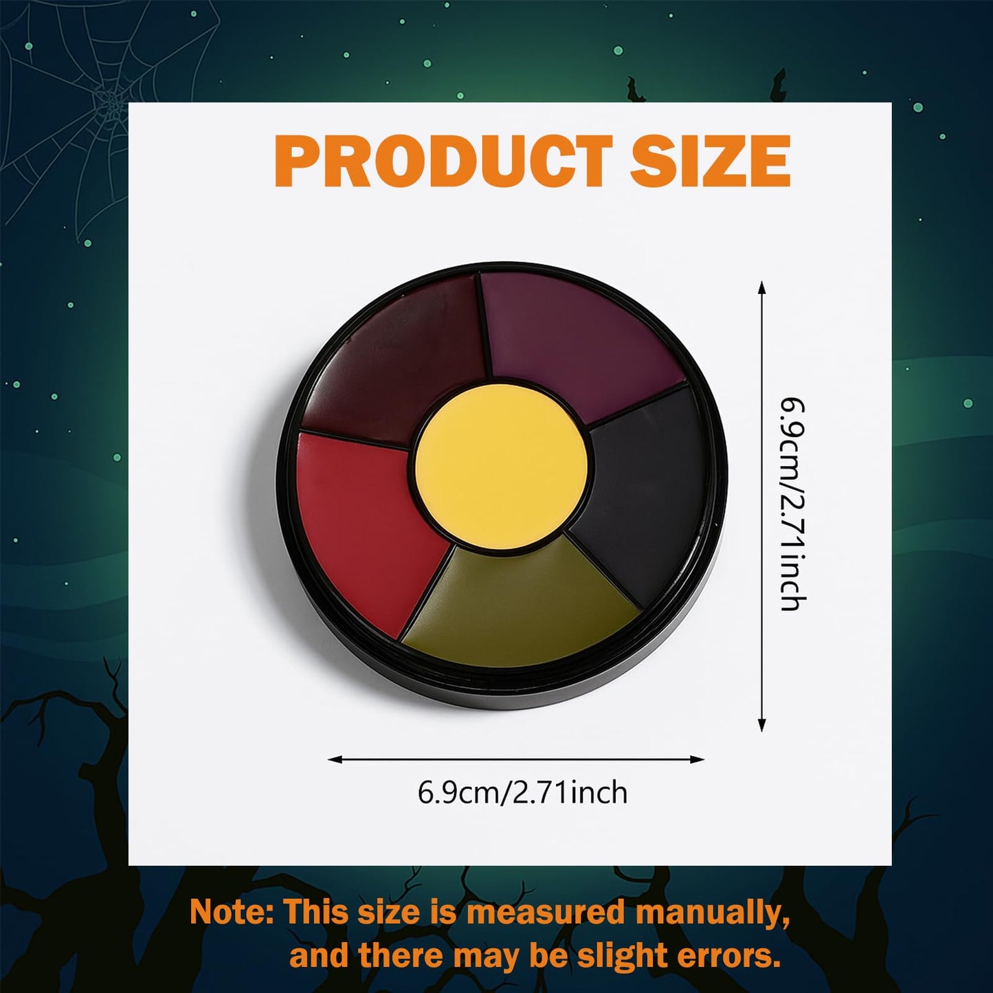 6 Color SFX Bruise Wheel ā Professional Halloween Face Paint Kit, Non-Toxic Oil-Based Makeup with Fake Blood, Zombie & Injury Special Effects Palette for Cosplay & Festivals