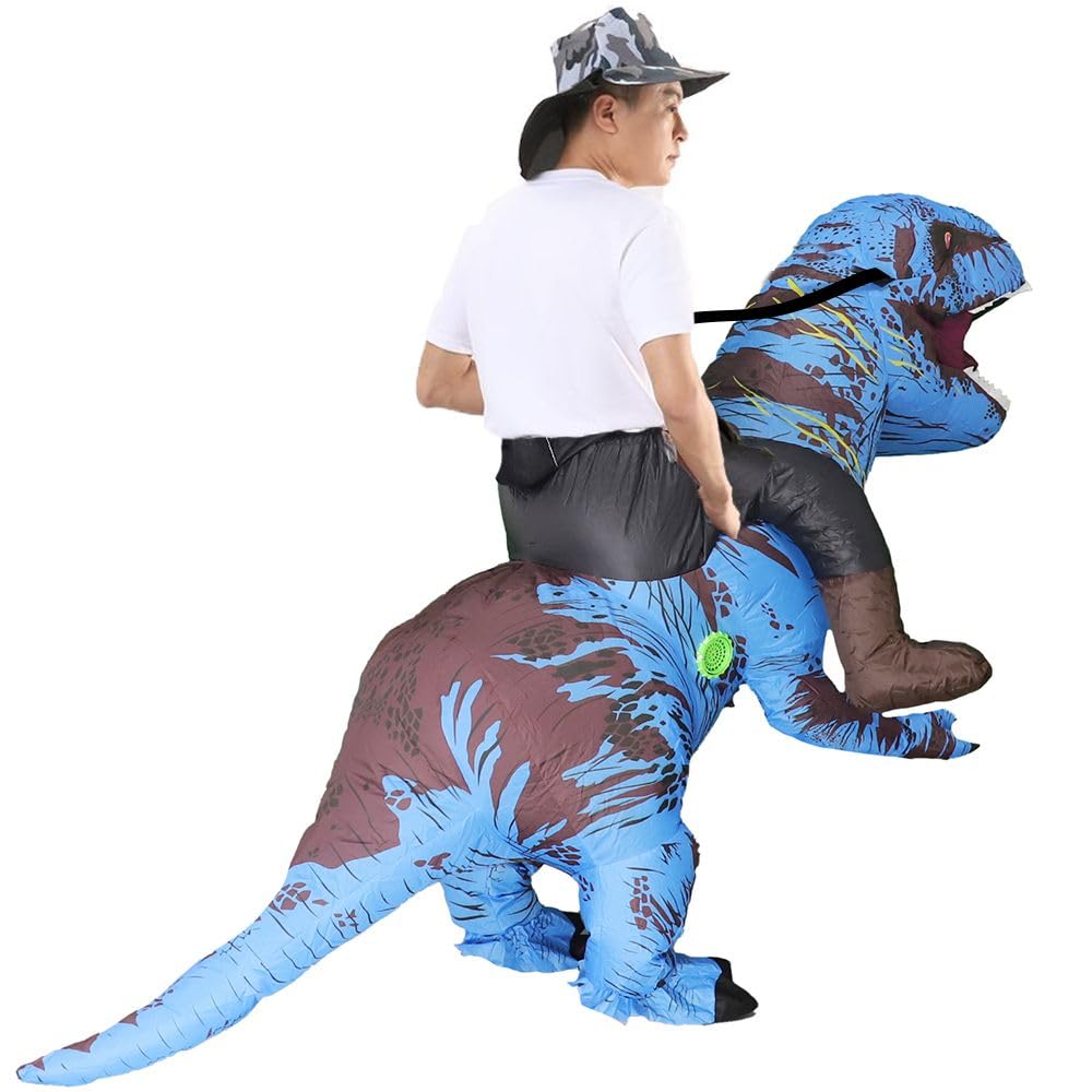 Rafalacy Inflatable Dinosaur Costume for Adult Blow up Ride-on T-rex Costume Funny Halloween Party Costume Dino Party Fancy Dress
