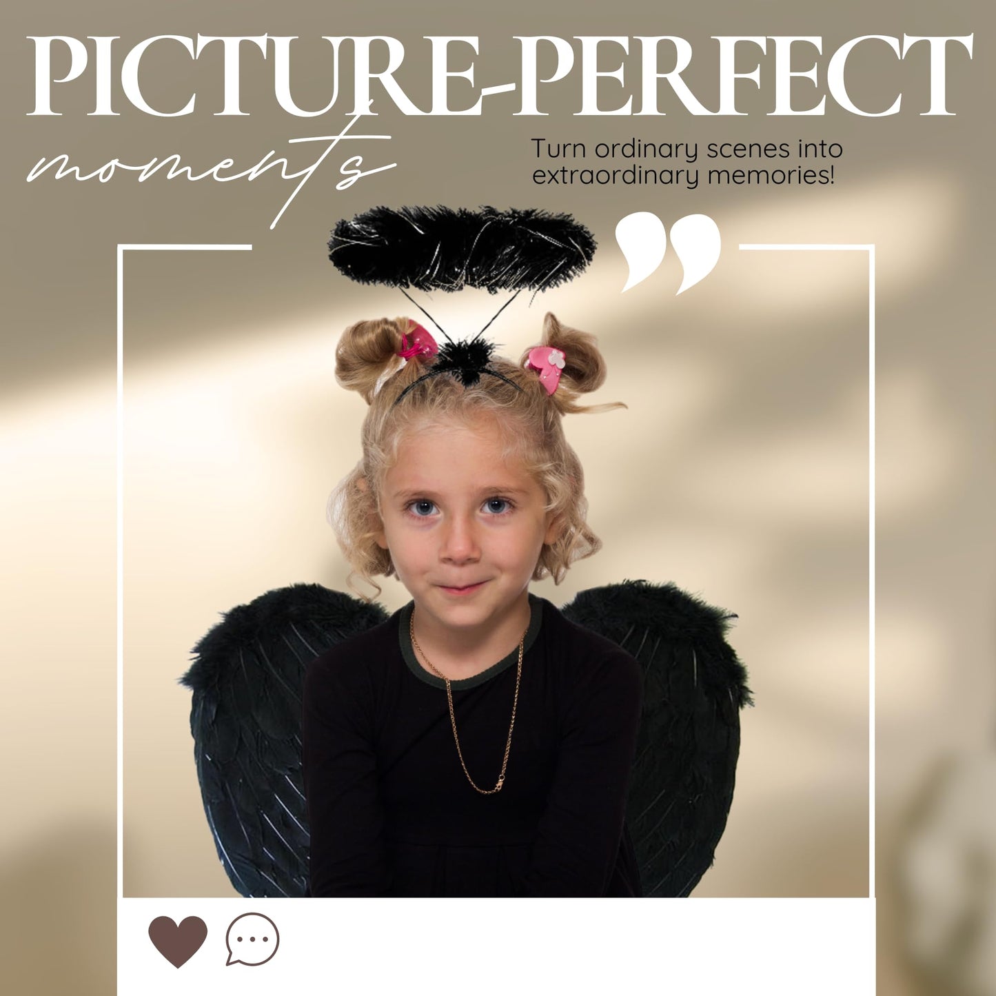 Kids Angel Wings and Halo with Tutu Skirt Halloween Costumes for Girls - Childrens Angel Wings Halo and Tutu Skirt - Christmas Fairy, Devil Accessories or Fallen Halloween Outfits for Girls