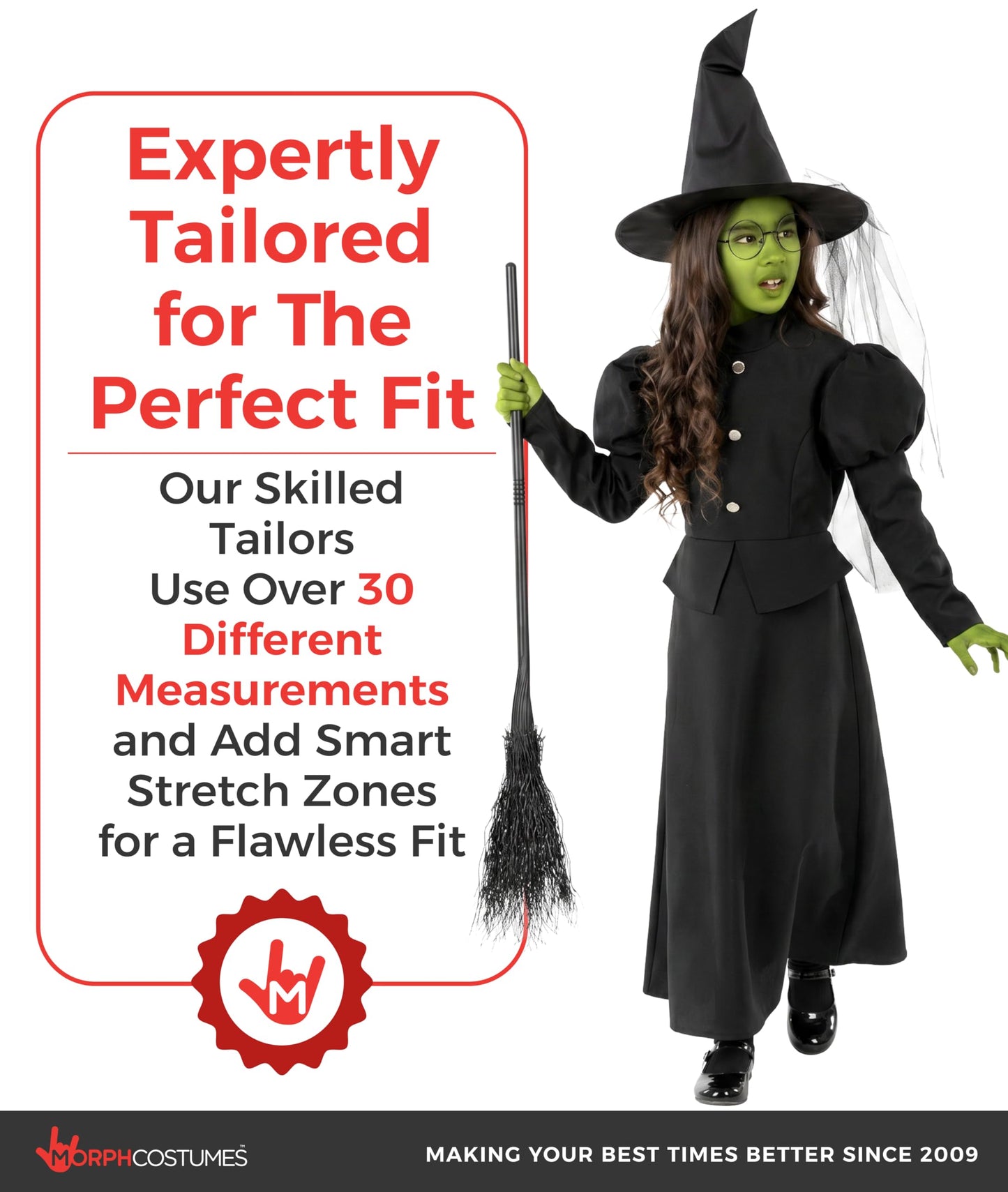 Morph Wicked Witch Costume For Girls, Kids Witch Dress, Wicked Halloween Costumes For Kids L