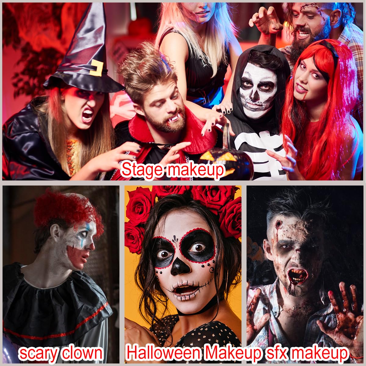 Bowitzki Halloween SFX Makeup Kit Special Effect Makeup,Liquid Latex+Scab Blood+Spray Blood+6 Colors Oil Based Face Paint+SFX bruise wheel+Skin Wax+Stipple Sponges+Latex free Sponges+Spatula+Brushes