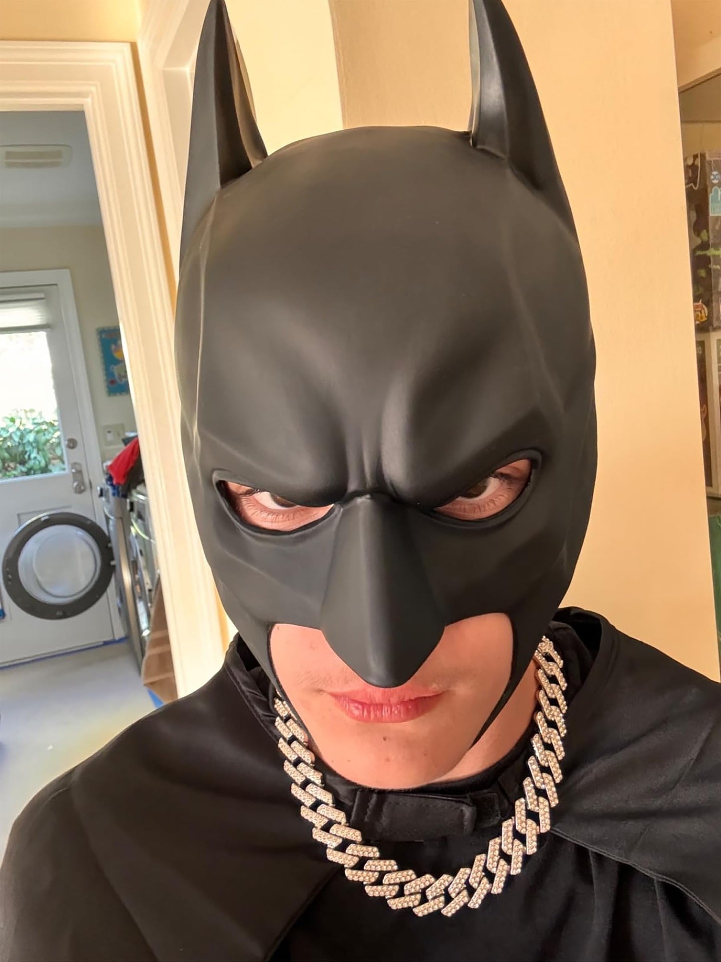 SINSEN Adult Bat Mask for Men Superheroe Bruce Wayne Full Mask Knight Cosplay Costume Prop for Halloween Party Dark (B)