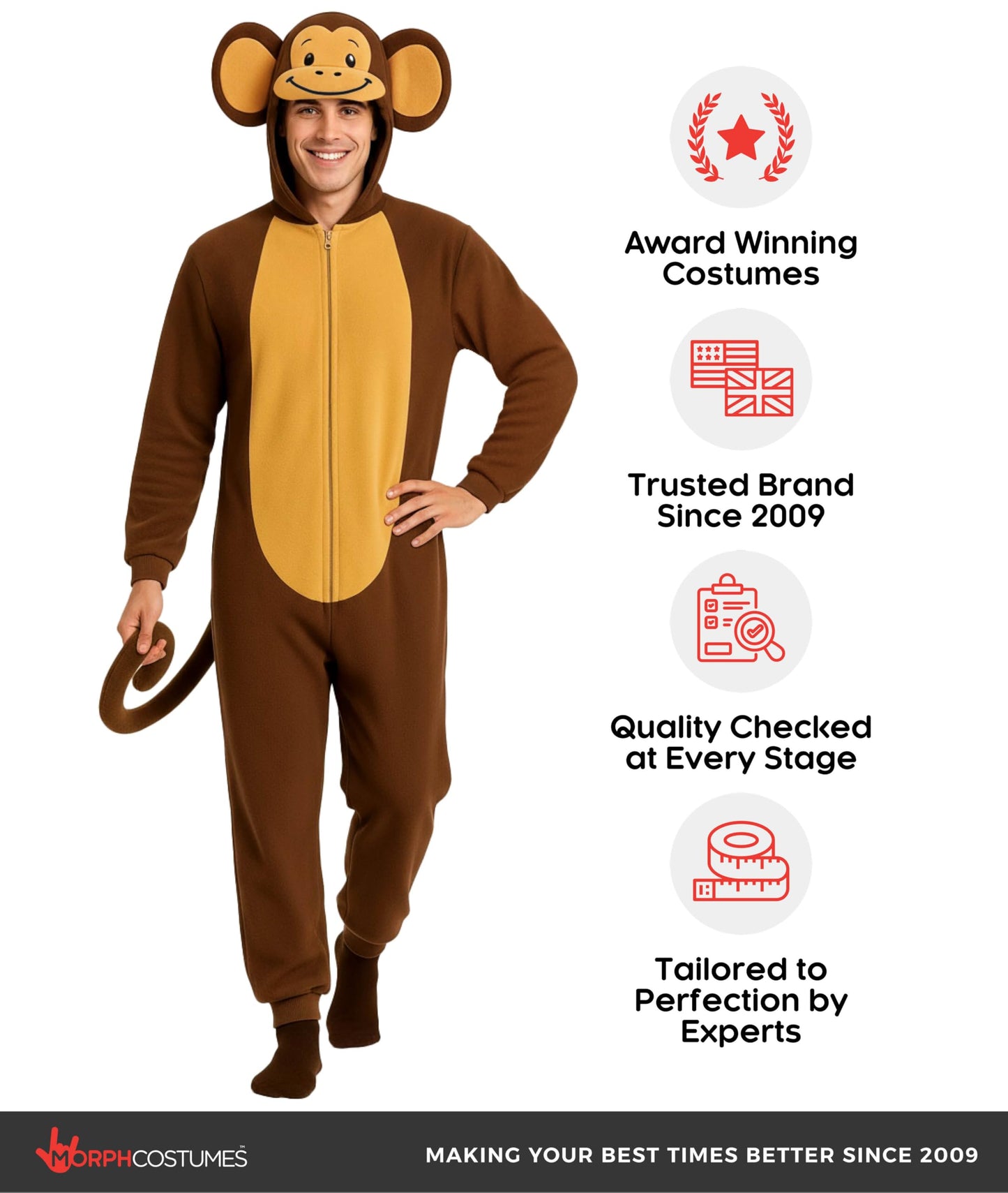 Monkey Costume Adult - Monkey Jumpsuit Adults - Animal Jumpsuit