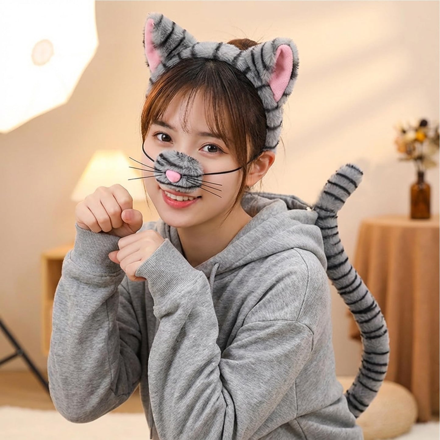 Cat Costume Set - Animal Grey Cat Costume Set with Grey Cat (image 8)