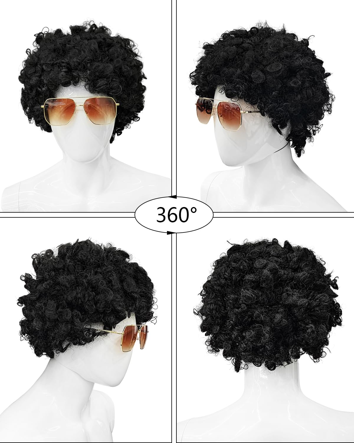minkasic 70s Fancy Dress Mens 5PCS 70s Shirts for Men with Disco Accessories Wig, Sunglasses, Fake Beard Disco Necklace, Abba Fancy Dress Costume Men Set for 60s 70s Party (Multicolour, XXL)
