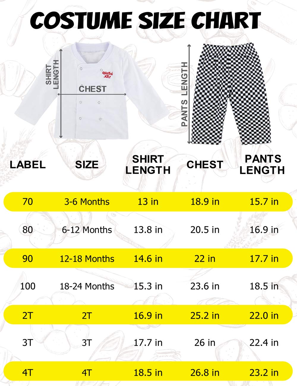 MOMBEBE COSLAND Baby Boys Chef Costumes Clothing Sets (12-18 Months, White)