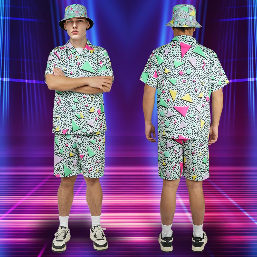 80s 90s Outfit Retro Button Shirts - Hip Hop Costume Outfit Set (image 9)