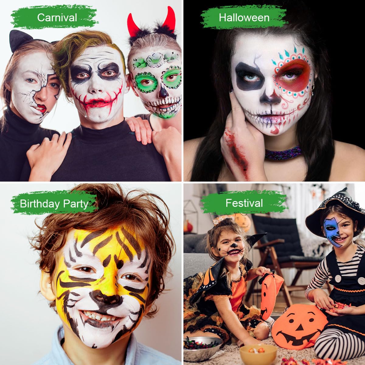 LOPHE Black White Red Face Paint Palette, 3-in-1 Water-Based Cream Makeup Kit (30g) for Halloween, Zombie Vampire SFX Cosplay & Face Painting, Easy Wash Off, Non-Toxic & Safe for Kids & Adults