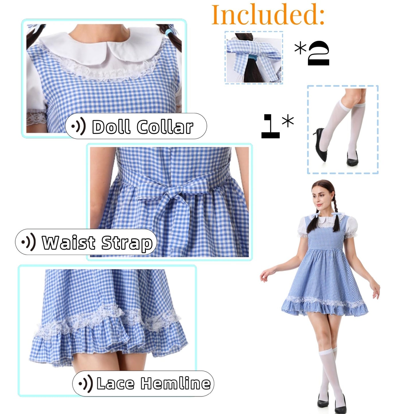 Dorothy Costume Adult - Halloween Costumes Womens Funny Kansas Girl