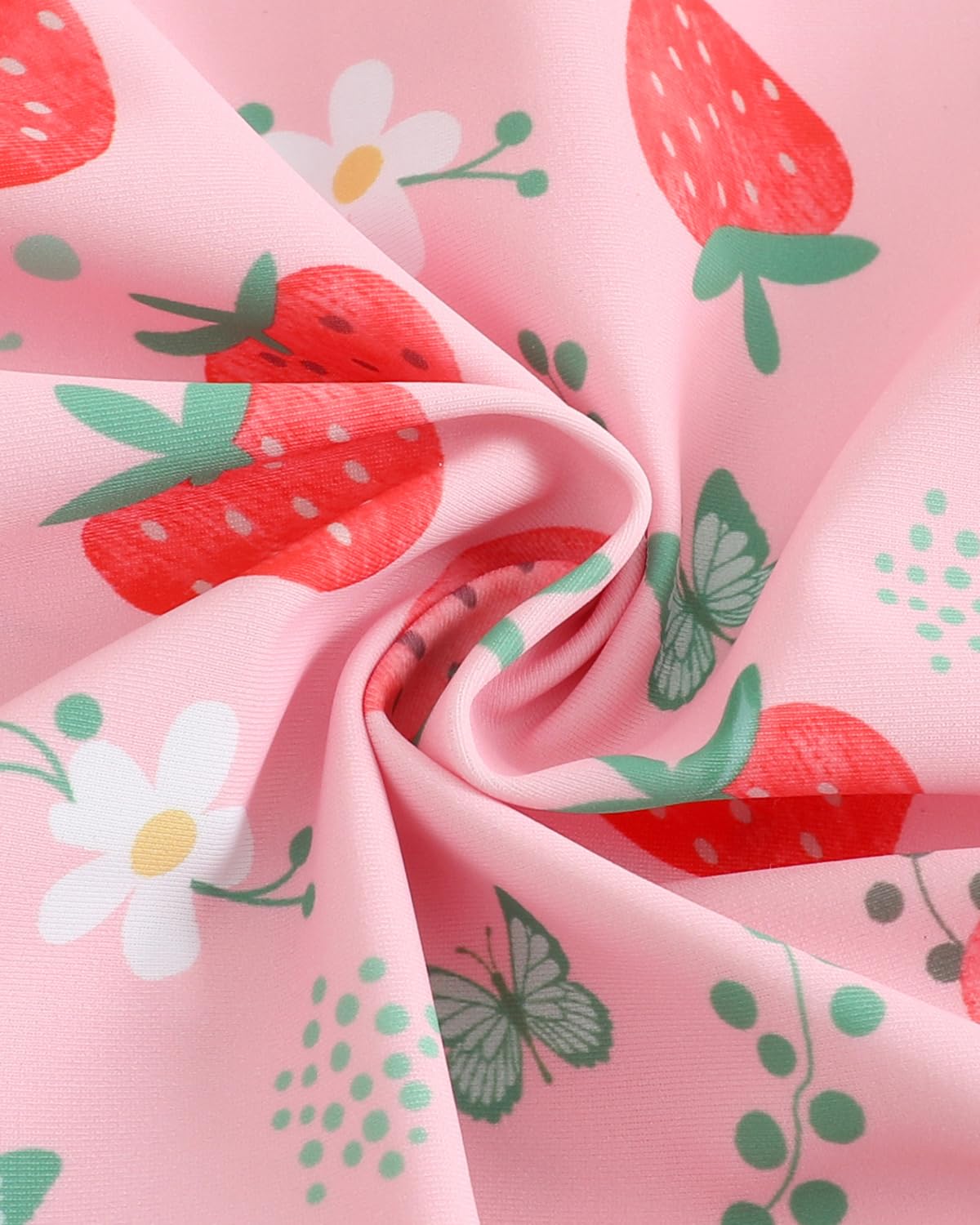 Newborn Baby Swimsuit Girl 3-Piece Set 0M-3T, Long Sleeve Toddler Swimming Costume with Hat & Headband, UPF 50+ Infant Rash Vest Front Zipper & Snaps, Pink Strawberry 0-3 Months