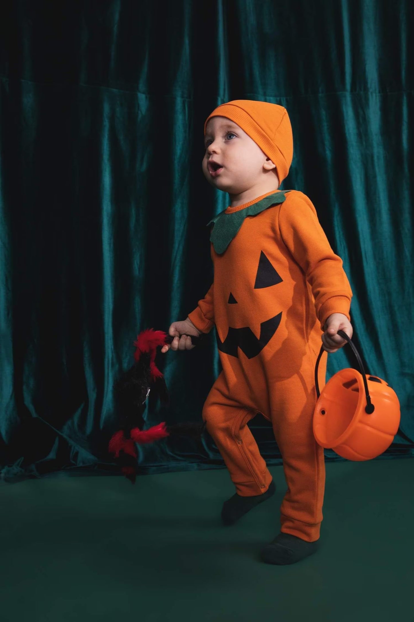Beipegin Baby Halloween Costume Pumpkin Costume Kids Newborn Outfit Jumpsuit Pumpkin Romper with Hat Shoes for Baby Girls Boys Infant Clothes Set