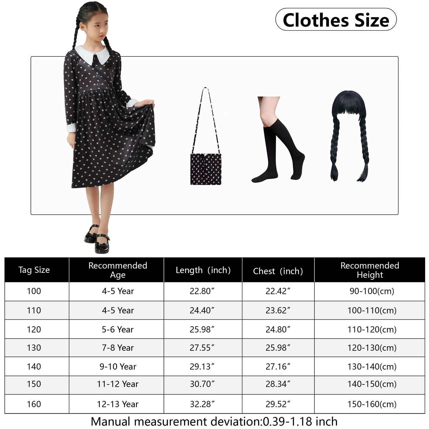 Wednessday Costume Black Costume Girls Dress for Kids Black Girls Wednessday Kids Party Dresses 4-13 Years