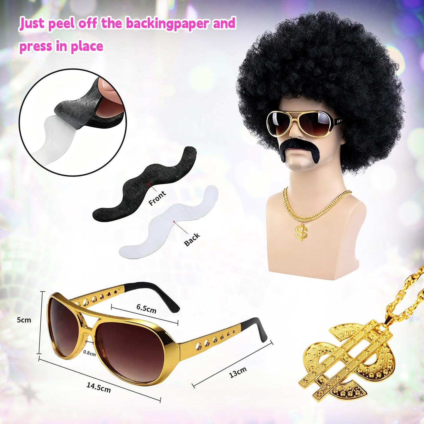 Disco Hippie Costume Set for Adults- Retro 70s-80s Style Outfit (image 7)