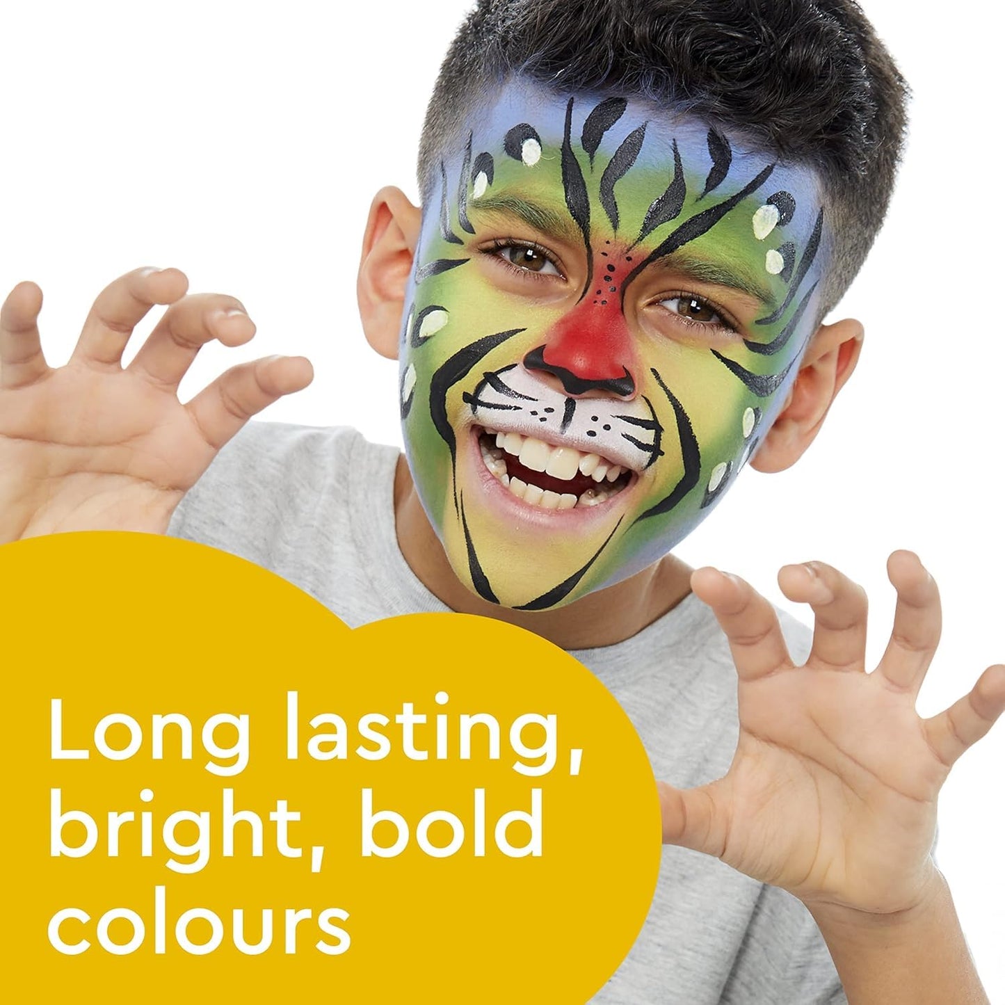 Snazaroo Face Paint Mini Starter Kit for Kids and Adults, 14 Pieces, 6 Colours, 1 Glitter Gel, Brushes, Sponges, Guide, Water Based, Easily Washable, Makeup, Body Painting