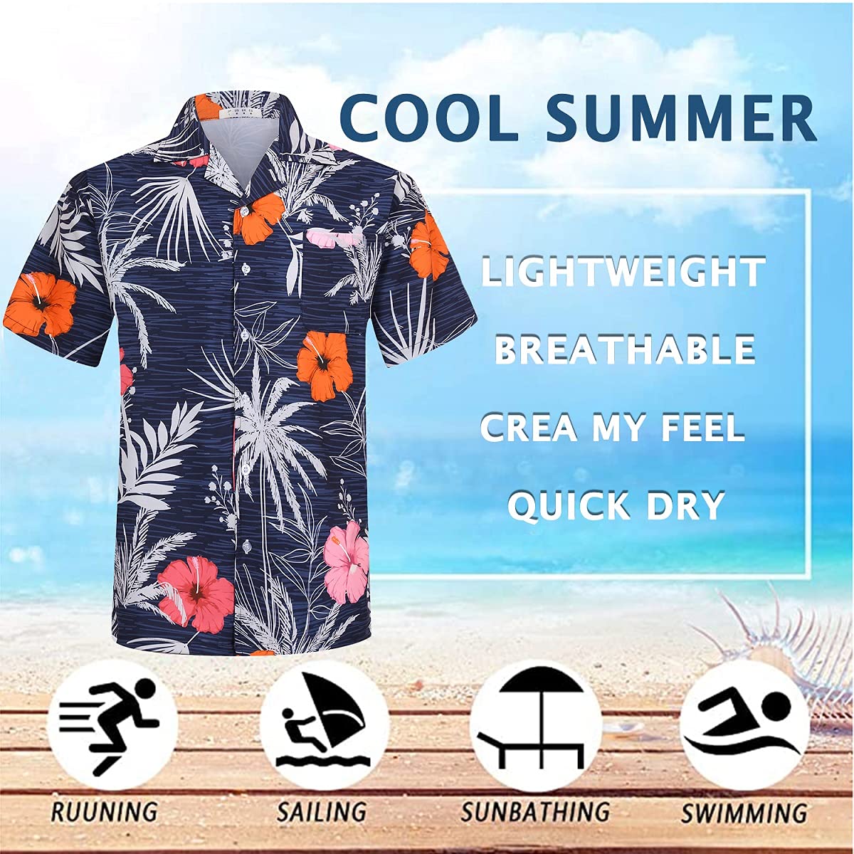 Hawaiian Shirt - Mens Short Sleeve Floral Classic Print Casual