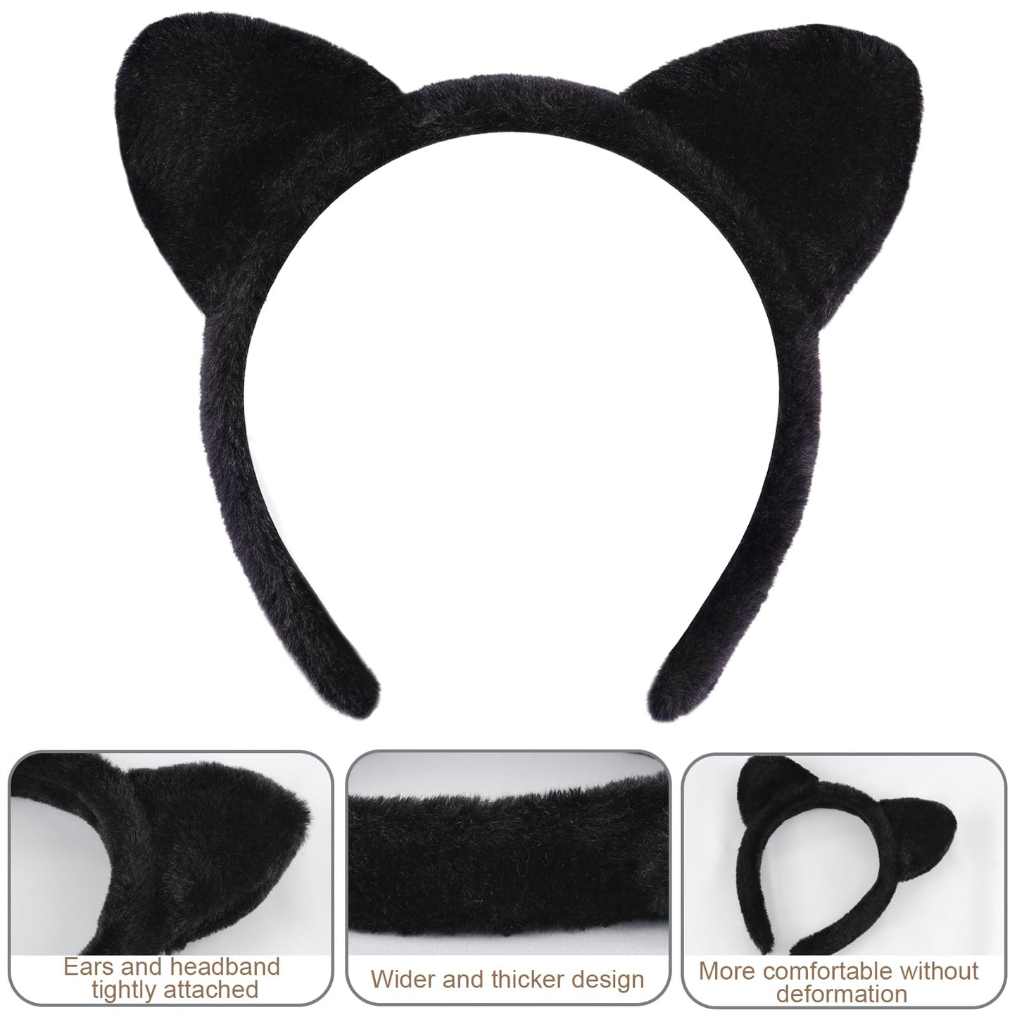 Cat Ears and Tail Set with Bells - Black Cat Costume with Cat Ears