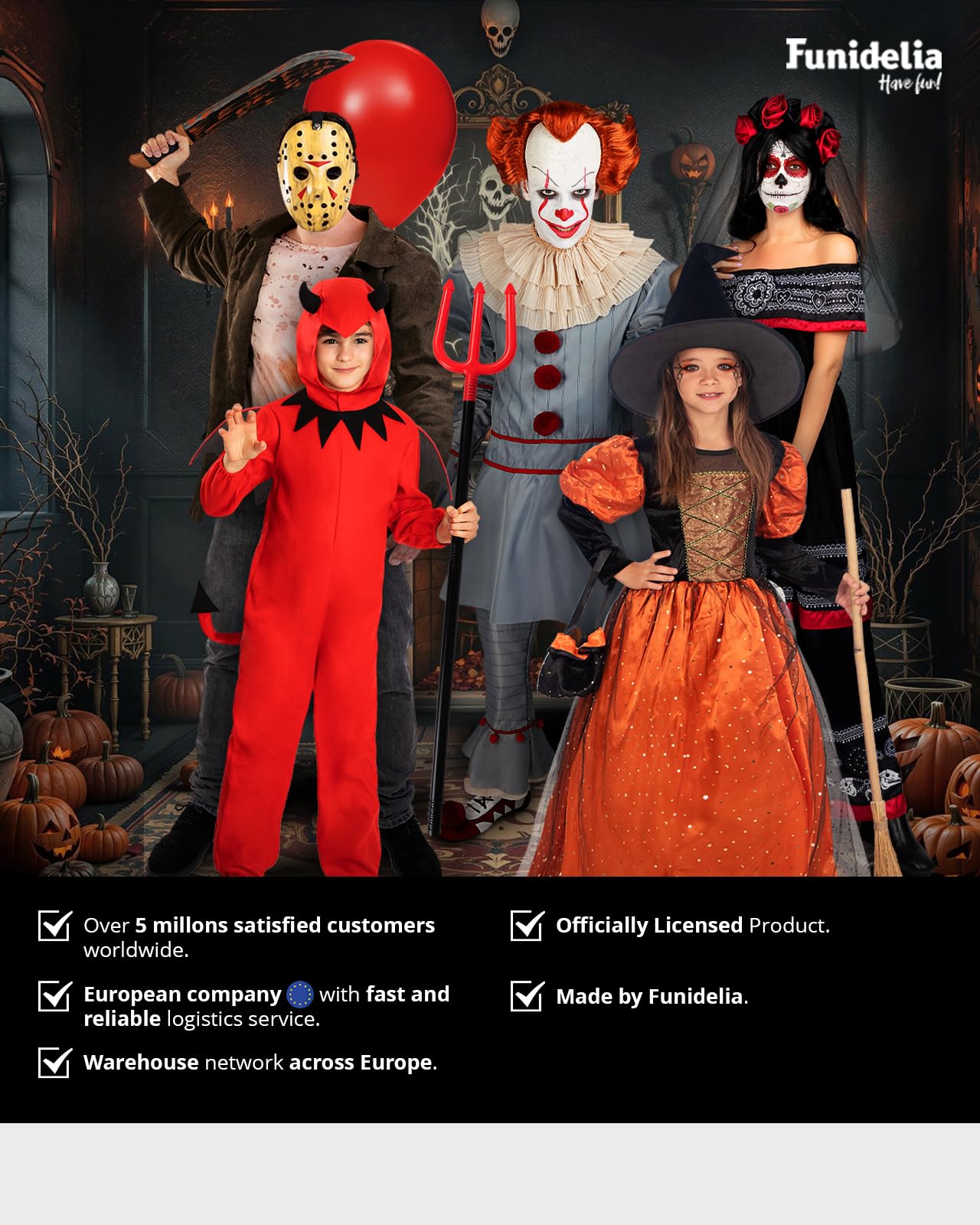 Funidelia Official Pennywise Wig - IT Chapter Two for Men and Women, Includes wig with forehead. Costume accessories for adults for parties, Carnival and Halloween