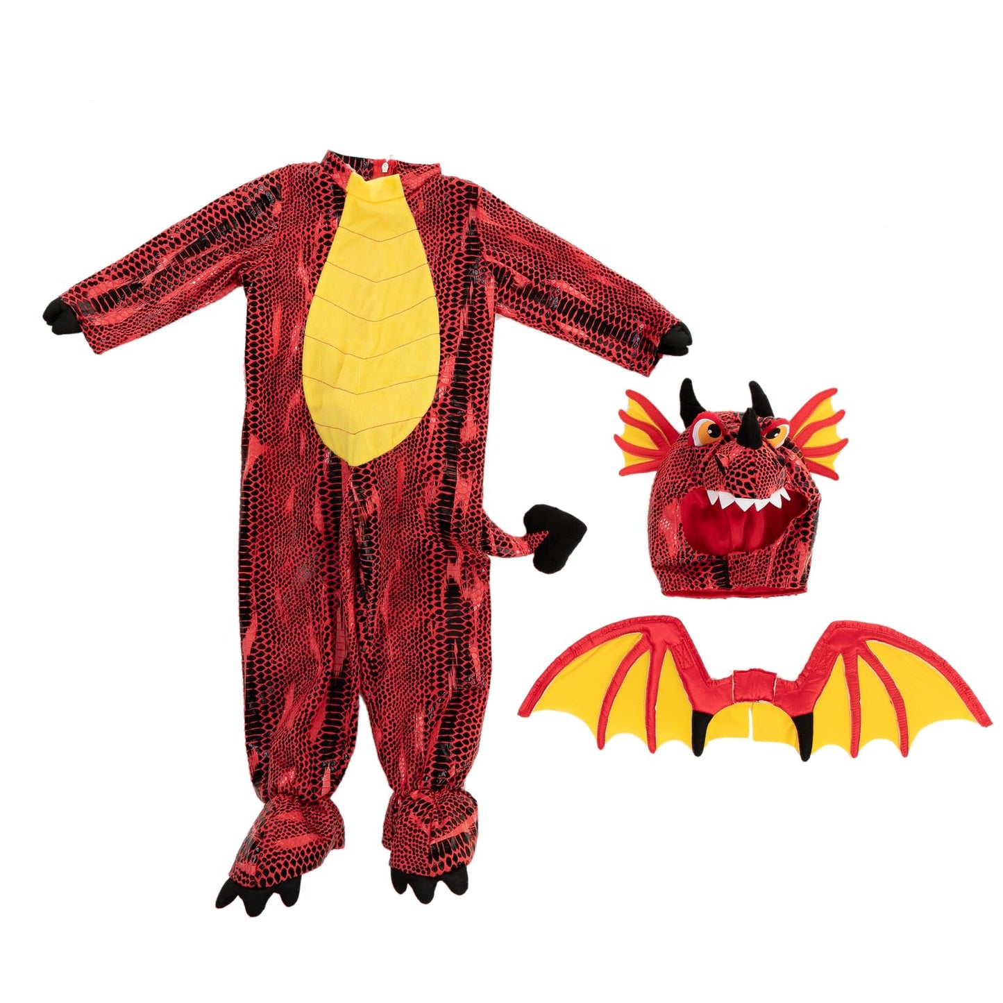 Spooktacular Creations Child Dragon Costume for Halloween Trick or Treating Dinosaur Dress-up Role Playing (Red)