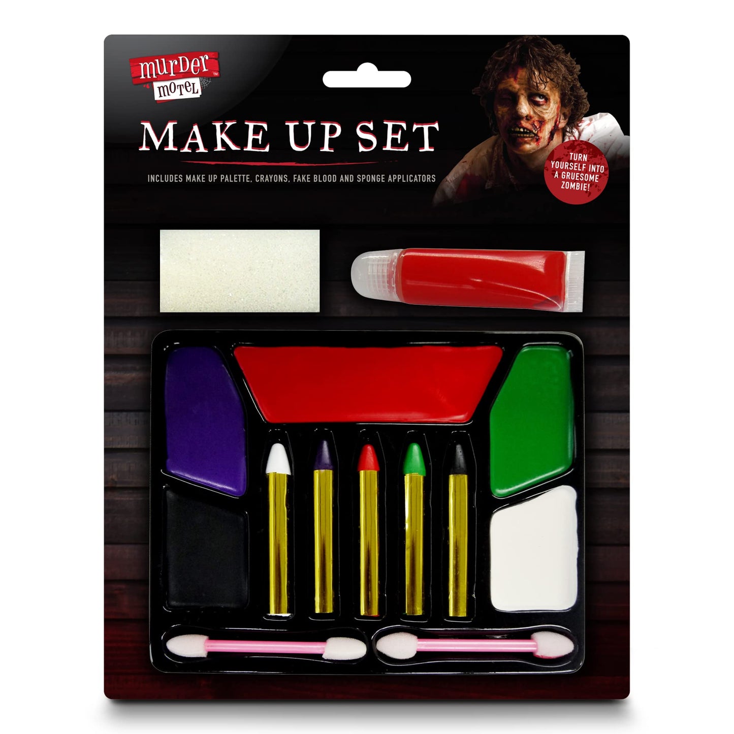 SOL 1pk Zombie Makeup Set, Includes Face Paint Colour Palette, Crayons, Fake Blood and Sponge, Halloween Vampire SFX Make Up Kit for Children, Special Effects Face Paint Set for KIds and Adults