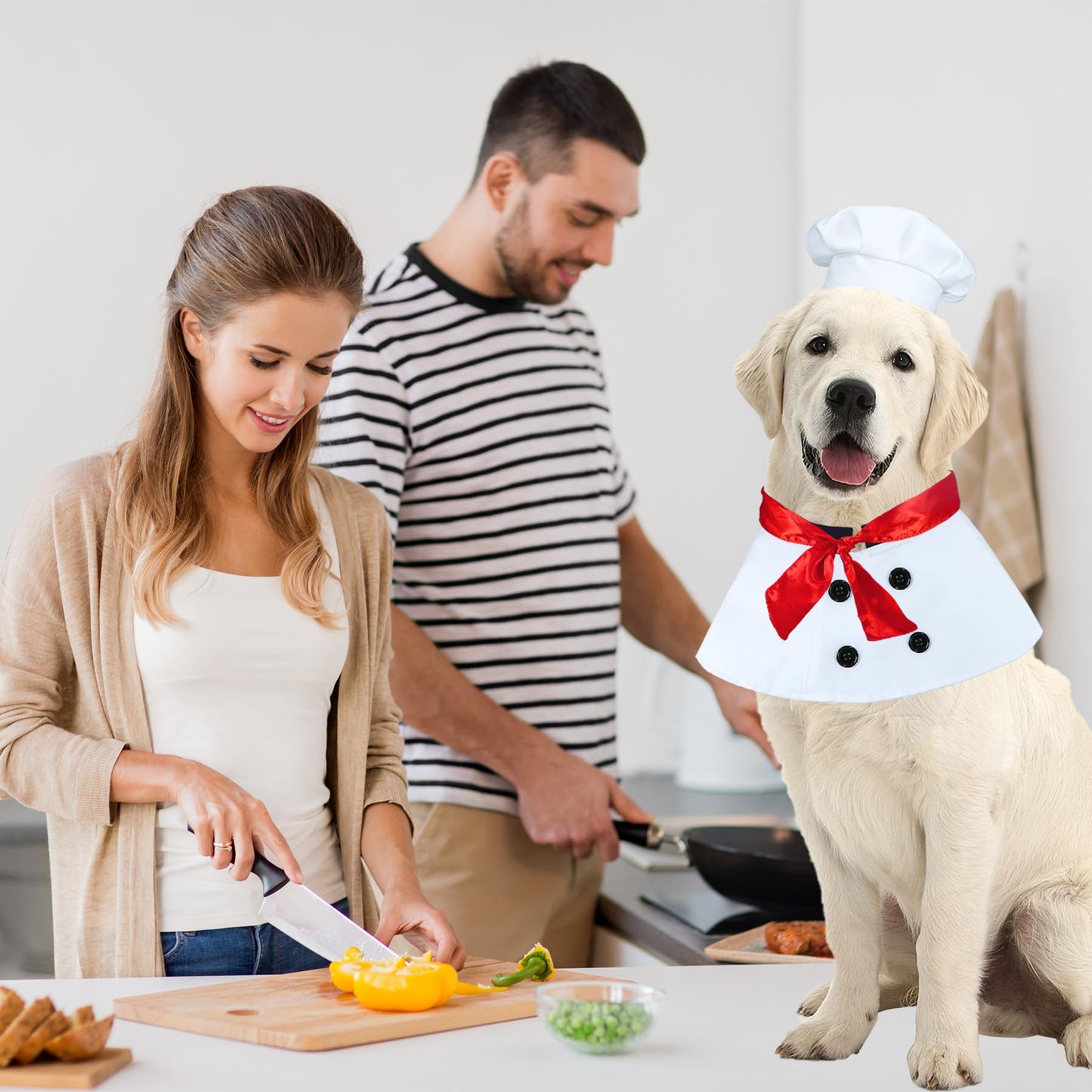Dog Chef Costume - Red Scarf - Hat & Clothes for - & Dogs