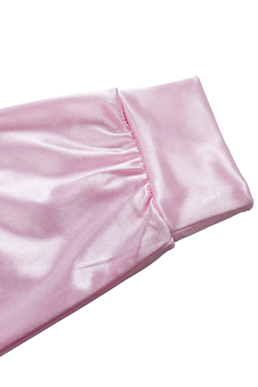 Women Ladies Costume 50s Sandy Pink Satin Jacket with Neck Scarf Halloween Costume Fancy Set,M