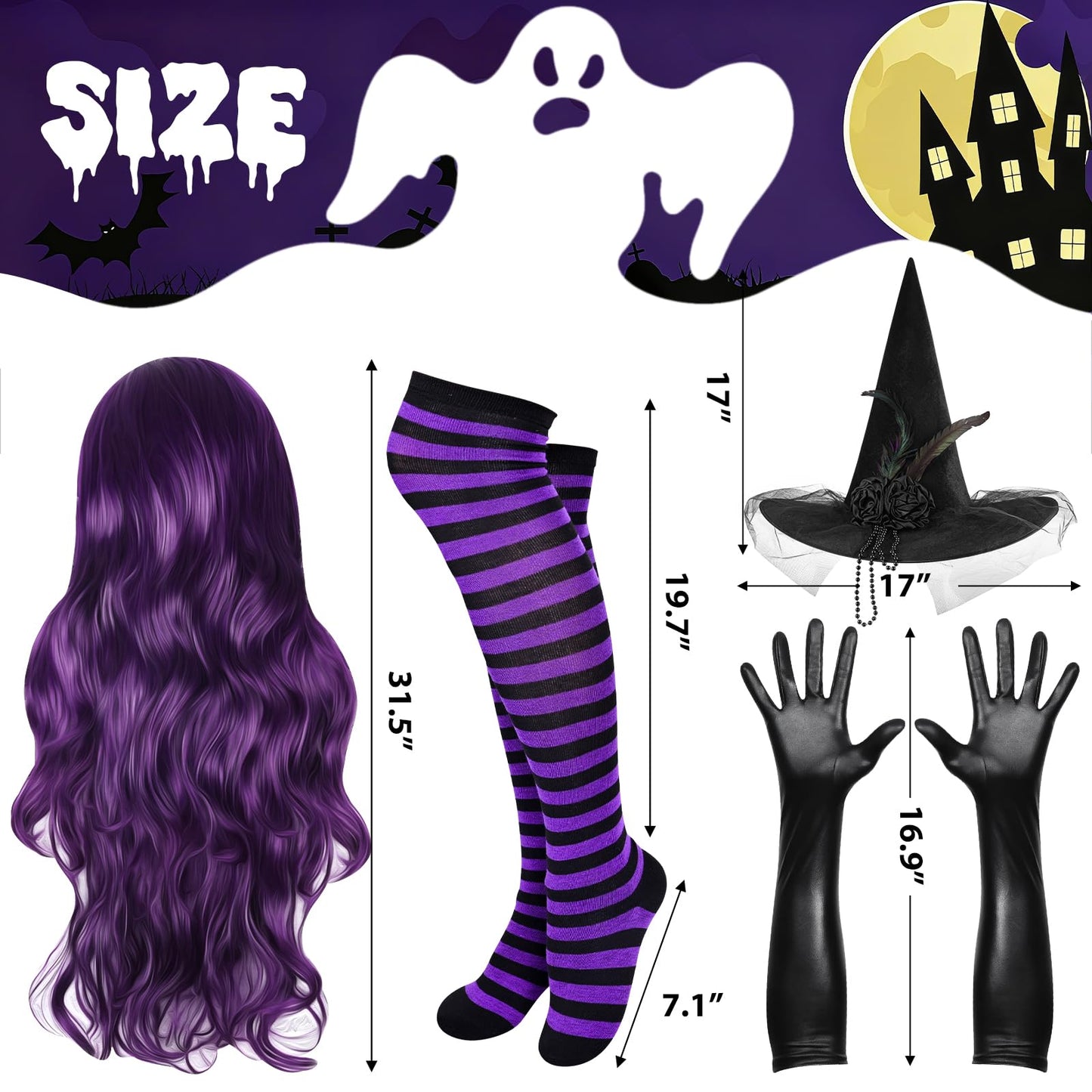 Witch Costume Accessories Set for Adult Women - 5-Piece Kit (image 7)