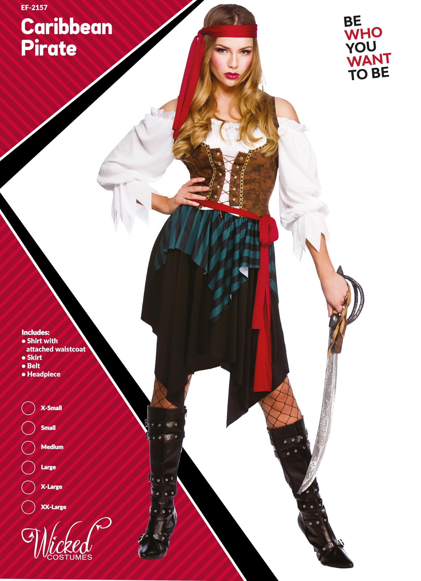 Wicked Costumes Adult Womens Caribbean Pirate Fancy Dress Costume – Swashbuckler Buccaneer Halloween Outfit Small - (UK 10-12)