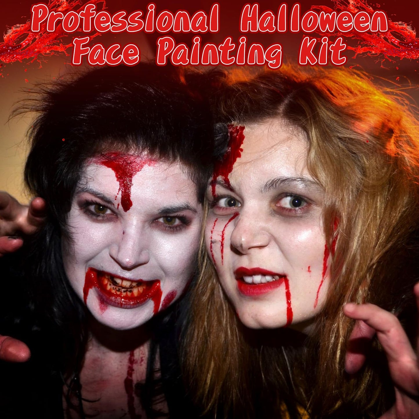 TonJin Halloween Fake Blood Makeup Kit, 3PCS Realistic Washable Costume Blood Set (1.69oz Spray + 1.69oz Dripping + 1.01oz Coagulated ) for Zombie Vampire SFX, Dark Coagulated & Fresh Blood Effects