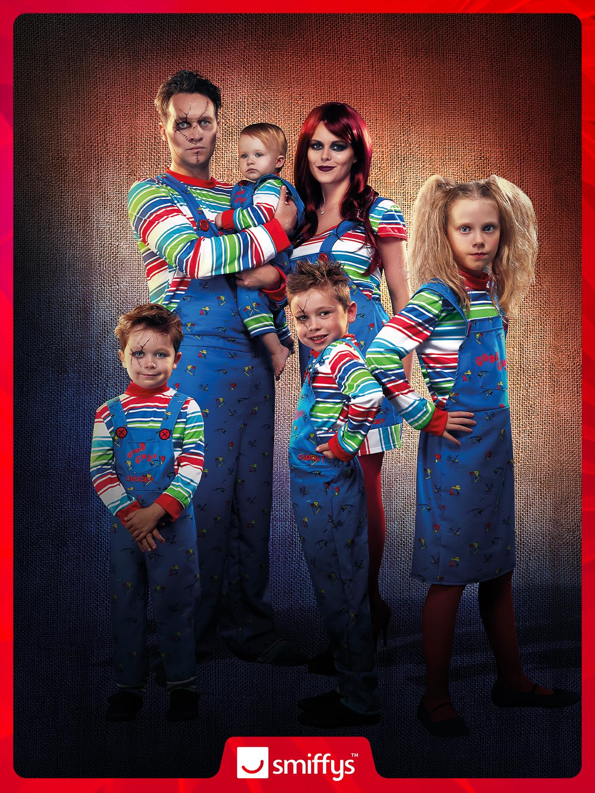 Smiffys Chucky Costume in Blue for Kids, Dungarees and Top, Officially Licensed, Iconic Blue Dungarees and Striped Top, Ideal for Halloween and Matching Family Fancy Dress
