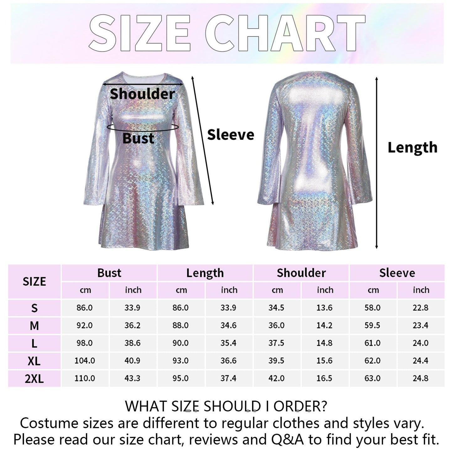 Women 70s Disco Costume Flare Sleeve Dress - Retro 70s 80s Fancy (image 7)