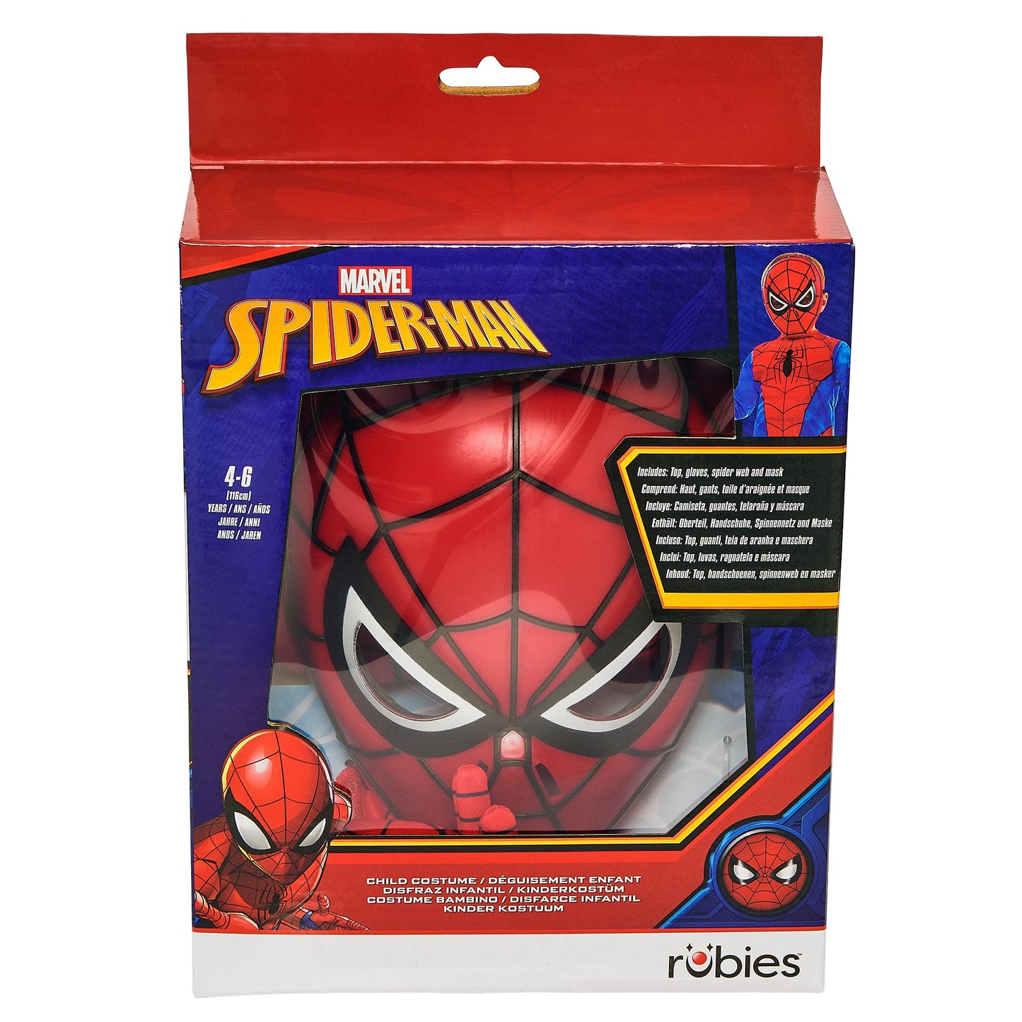 Rubies Official Marvel Spiderman Dress Up Set Child Costume, Kids Fancy Dress, Size Ages 4-6 Years Halloween