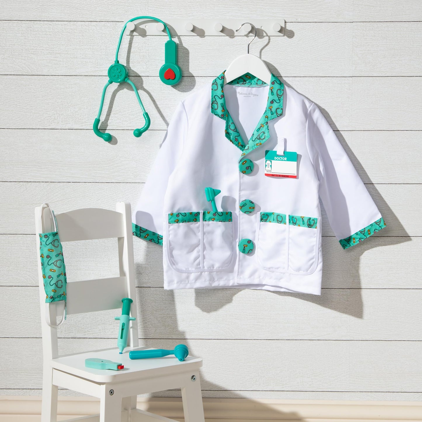 Melissa & Doug Doctor Costume | Role Play Clothes for Kids, with Coat & Stethoscope | Age 3-6