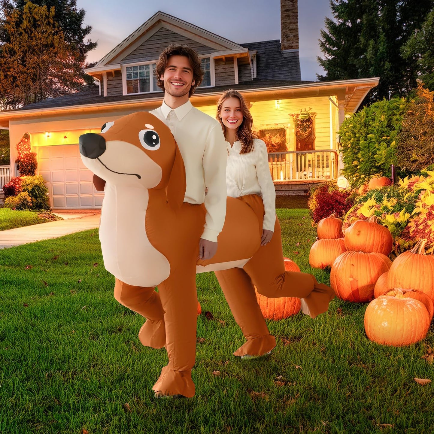 Inflatable Costume Dachshund Double Dog Costume for Adult