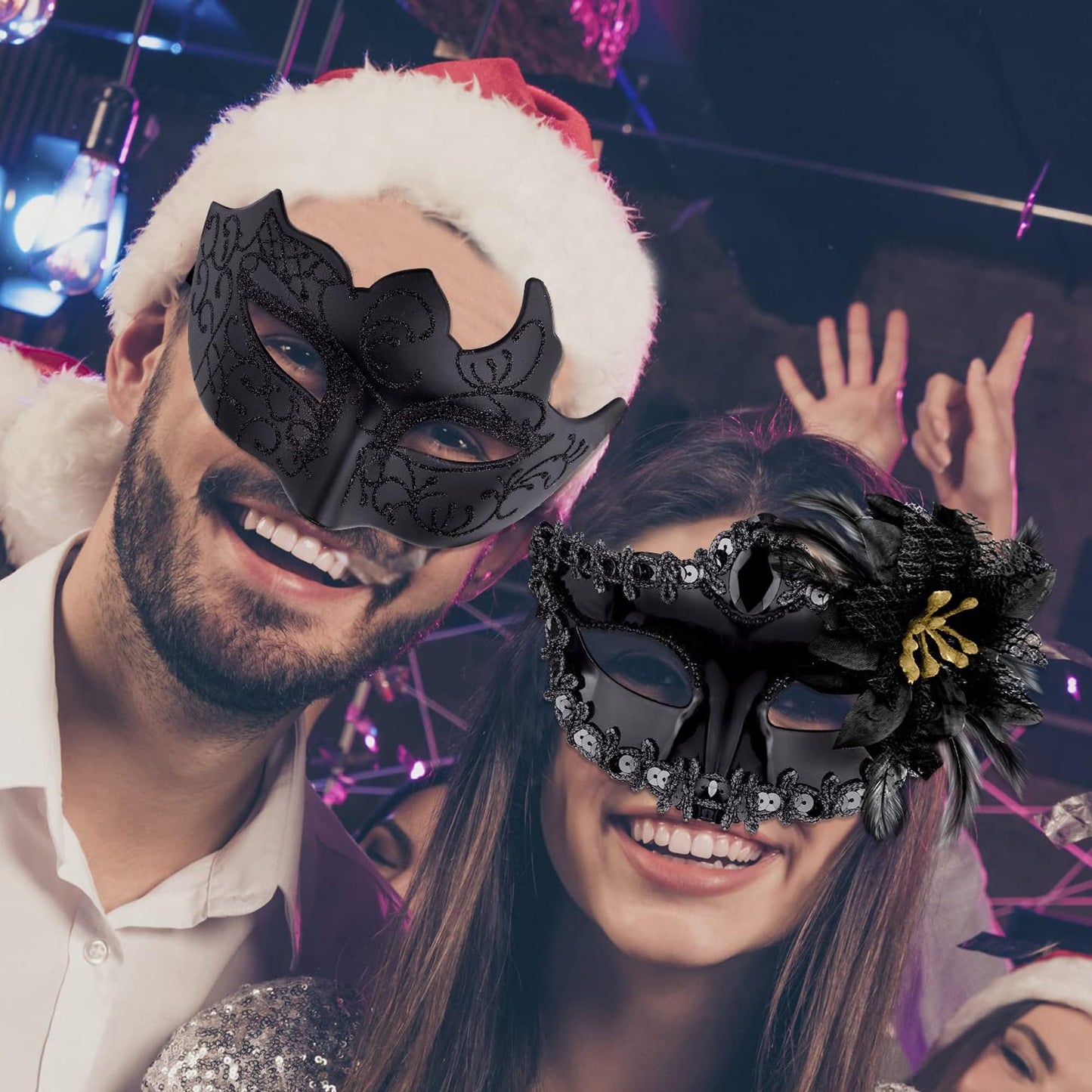 Couple Masquerade Masks Set Venetian Party Mask Plastic Halloween Costume Mask Mardi Gras Mask for Women and Men