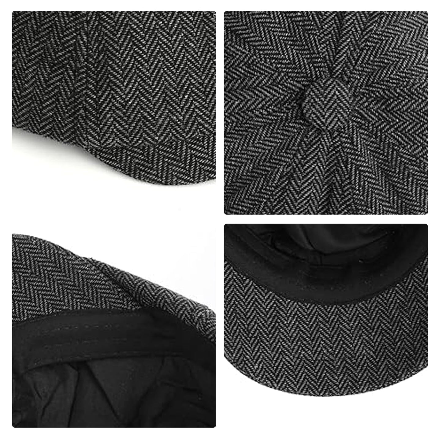 Newsboy Cap for Men - Peaky Blinders Hat - Adjustable Cabbie Tweed