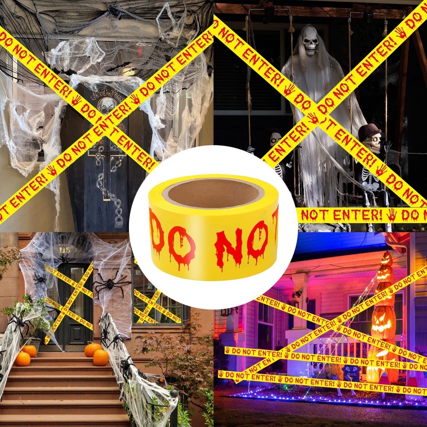 Halloween Decorations Outdoor - Caution Tape, Spooky Warning Sign for Suitable for Gardens, Parties, Schools, Offices, Homes,Window Decoration