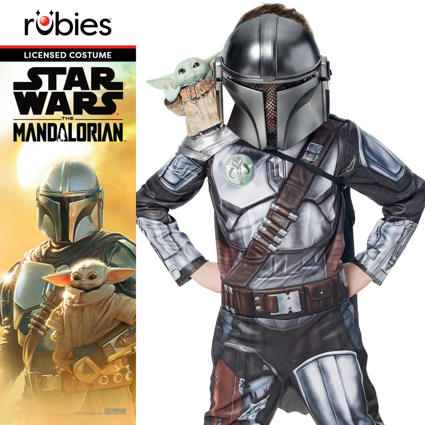 Rubies Official Disney Star Wars The Mandalorian Kids Costume, Kids Costume, Age 8-10 Years