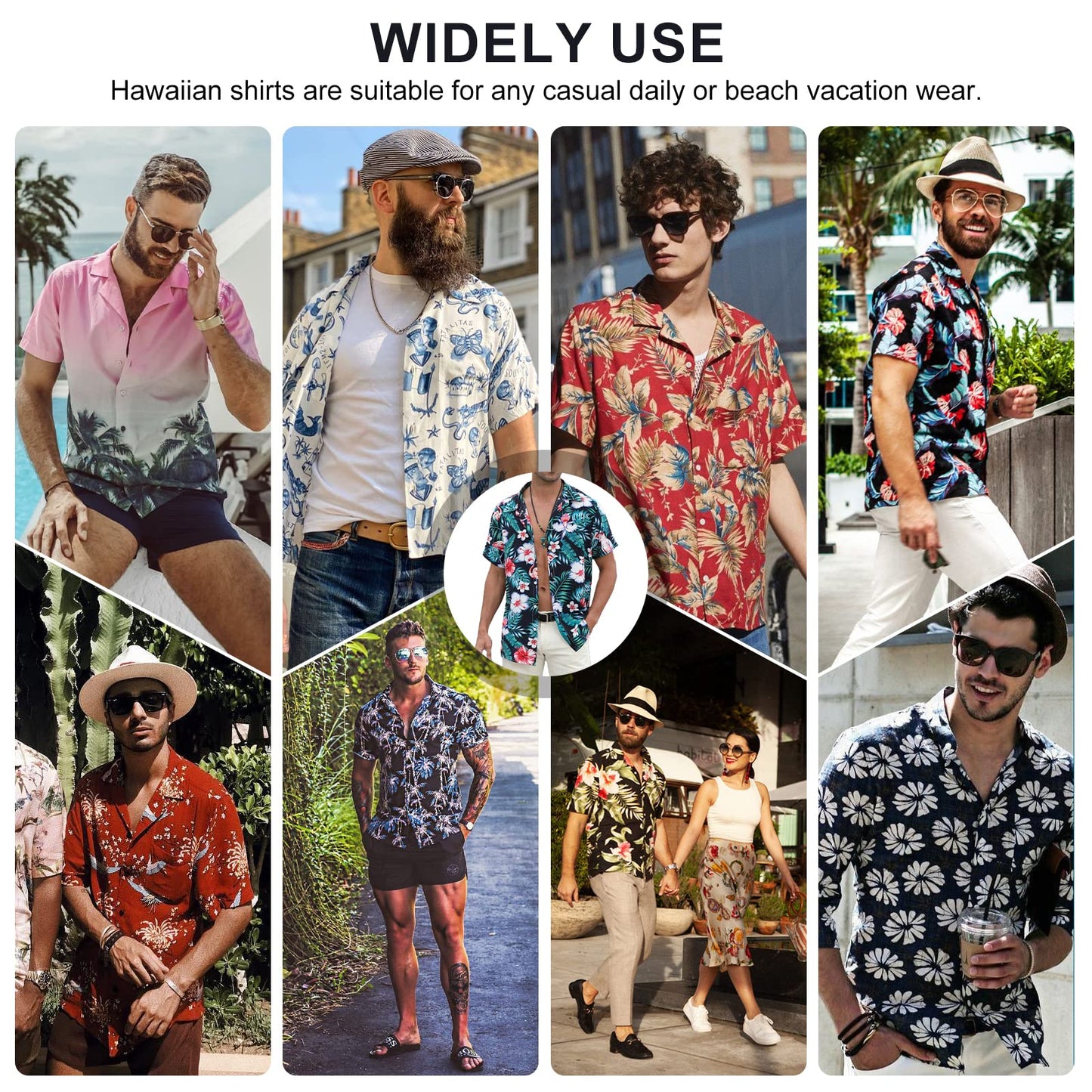 Hawaiian Shirt Men Floral Aloha Beach Shirt Casual Short Sleeve